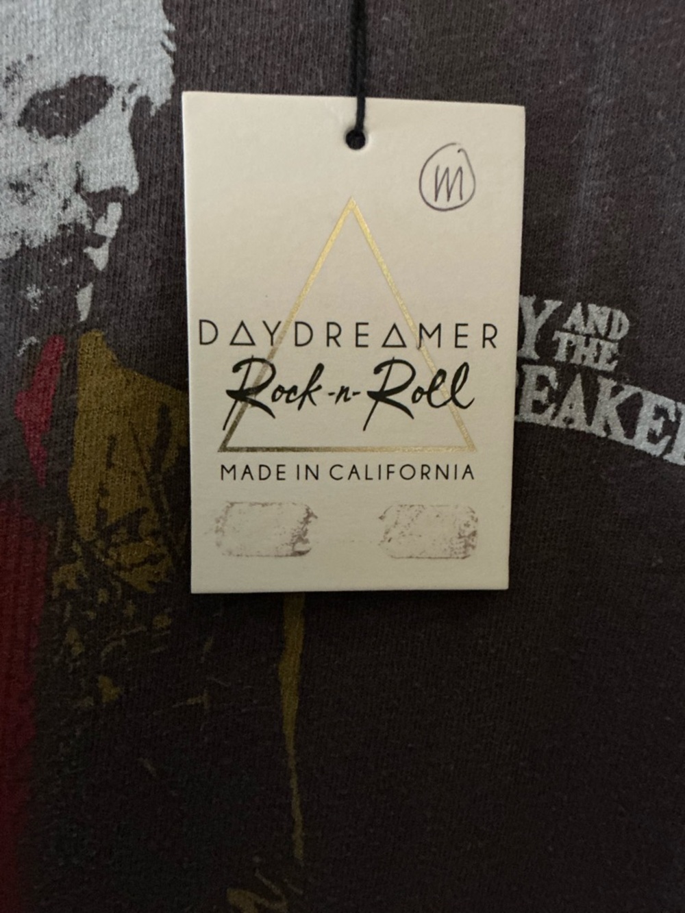 Daydreamer Tom Petty Charcoal Graphic Cropped Long Sleeve Tee - Picture 2 of 4